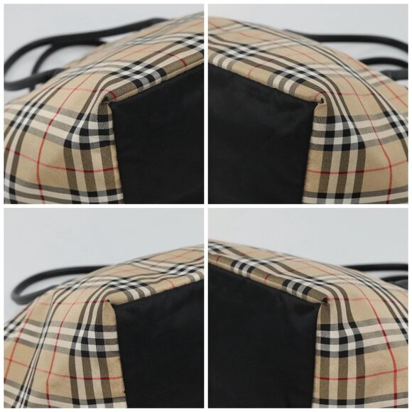 Burberrys Nova Check Blue Label Tote Bag Nylon Beige Silver Auth - Picture 16 of 16